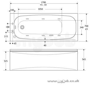 Ideal Standard Acrylic Baths -  Ideal Standard Velox T8629 1700 X 700 6 Jet Bath And Panel Wh