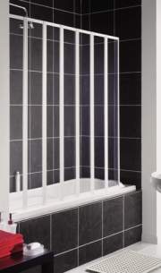 Aqualux Shower Enclosures and Bath Screens -  Aquarius 7 Fold Bath Screen White/clear