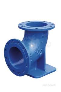 Ductile Iron Pressure Fittings -  90 Deg Duckfoot Bend Ff 80 Pn10-40 Blue