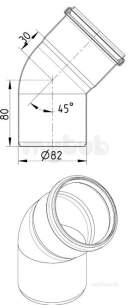 Blucher Europipe Range -  Blucher 45 Deg Bend-82mm 820.045.082