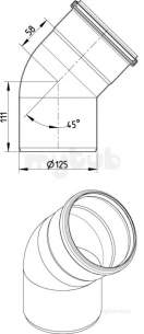 Blucher Europipe Range -  Blucher 45 Deg Bend-125mm 820.045.125