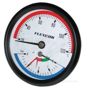 Flamco Sealed System Equipment -  Flexcon Thermo/pressure Gauge 1/2 Inch Back