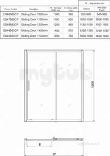 Twyford Es200 and Es400 Enclosures -  Twyford Es400 Sliding Door 1400mm