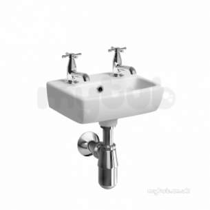 Twyford Mid Market Ware -  E100 Square Hr Basin 360x280 Two Tap Holes White