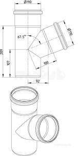 Blucher Drainage -  68 Deg Branch-110mm 829.110.110 S