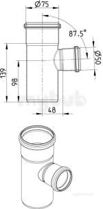 Blucher Europipe Range -  87.5 Deg Branch-75 X 50mm 830.050.075