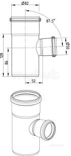 Blucher Drainage -  87.5 Deg Branch 82 X 50mm 830.050.082 S