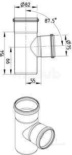 Blucher Drainage -  87.5 Deg Branch 82 X 75mm 830.075.082 S