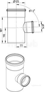 Blucher Drainage -  87.5 Deg Branch 125 X 75mm 830.075.125 S