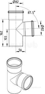 Blucher Drainage -  87.5 Deg Branch-82mm 830.082.082 S