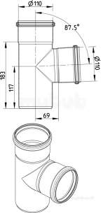 Blucher Drainage -  87.5 Deg Branch-110mm 830.110.110 S