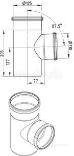 Blucher Drainage -  87.5 Deg Branch-125mm 830.110.125 S