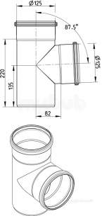 Blucher Drainage -  87.5deg Branch 125 X 125mm 830.125.125 S