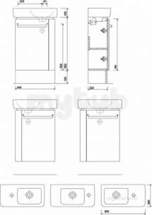 Twyford Galerie Plan Furniture -  E200 Unit For Hrb 500x250mm Left Hand T/rail Wh