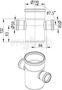 Blucher Europipe Range -  87.5 Deg Branch-110 X 50mm 831.050.110