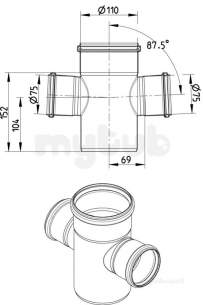 Blucher Europipe Range -  87.5 Deg Branch-110 X 75mm 831.075.110