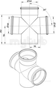 Blucher Europipe Range -  87.5 Deg Branch-160mm 831.160.160