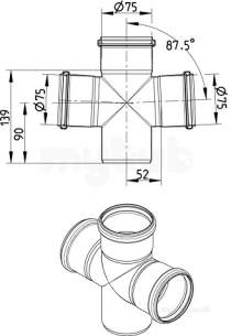 Blucher Drainage -  87.5 Deg Branch-75mm 831.075.075 S