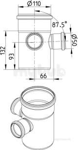 Blucher Europipe Range -  87.5 Deg Branch-110 X 50mm 832.050.110