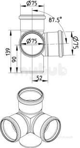 Blucher Europipe Range -  87.5 Deg Branch-75mm 832.075.075