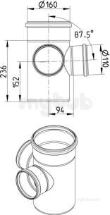 Blucher Europipe Range -  87.5 Deg Branch 160 X 110mm 832.110.160