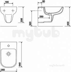 Twyford Mid Market Ware -  Twyford E500 Wall Hung Bidet White