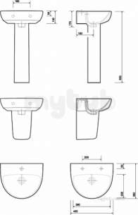 Twyford Mid Market Ware -  E100 Round Hr Basin 450x360 Two Tap Holes White