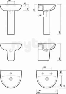 Twyford Mid Market Ware -  Twyford E100 Round Washbasin 500x410 Two Tap Holes White