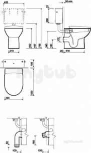 Twyford Mid Market Ware -  E100 Round Wc Ho Btw Pan White E11488wh