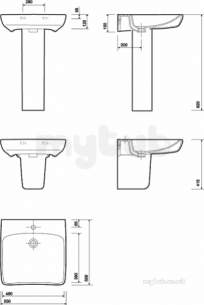 Twyford Mid Market Ware -  E100 Sqr L/abled Basin 550x550 One Tap Hole White