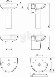 Twyford Mid Market Ware -  E100 Round Washbasin 550x440 Two Tap Holes White