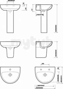 Twyford Mid Market Ware -  E100 Round Washbasin 600x480 One Tap Hole White