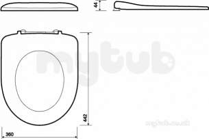 Twyford Mid Market Ware -  E100 Round Seat Ring Bar Top Fix Hng Wht