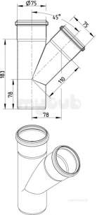 Blucher Europipe Range -  Blucher 45 Deg Branch 75-75mm 838.075.075