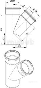 Blucher Europipe Range -  45 Deg Branch-125 X 125mm 838.125.125