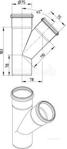 Blucher Drainage -  45 Deg Branch-75mm 838.075.075 S