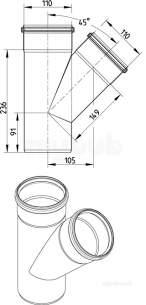 Blucher Drainage -  45 Deg Branch 110mm 838.110.110 S