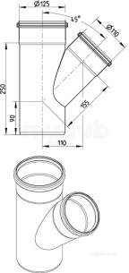 Blucher Drainage -  45 Deg Branch 125 X 110mm 838.110.125 S