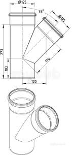 Blucher Drainage -  45 Deg Branch 125 X 125mm 838.125.125 S