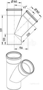 Blucher Drainage -  45deg Branch 160mm 838.160.160 S