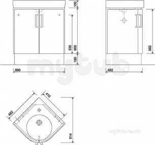 Twyford Galerie Plan Furniture -  Plinth For E200 500mm Corner Wb Unit Gry