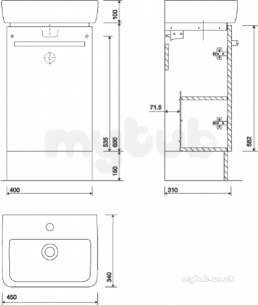 Twyford Galerie Plan Furniture -  E200 Unit For Washbasin 450x340mm Grey