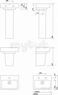 Twyford Mid Market Ware -  E200 Washbasin 600x370 Two Tap Holes White