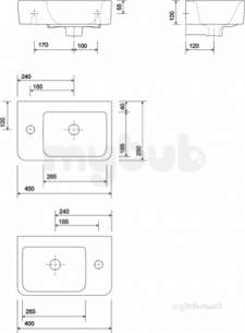 Twyford Mid Market Ware -  E200 Hr Washbasin 400x250 One Tap Hole Right Hand White