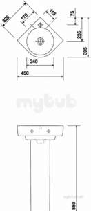 Twyford Mid Market Ware -  E200 Round Corner Hr Basin 320 One Tap Hole White