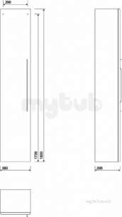 Twyford Galerie Plan Furniture -  E500 Tall Unit 360x1800mm White E50701wh