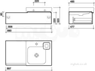 Twyford Moda Sanitaryware -  3d 890 Vanity Unit Right Hand Cutout 1 Drawer-plum 840591