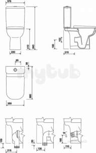 Twyford Mid Market Ware -  E500 Square Cistern Bsio Pb 4/2 6l White