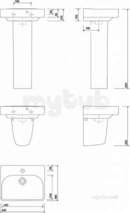 Twyford Mid Market Ware -  E500 Square Hr Basin 450x360mm One Tap Hole White