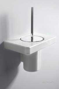 Eastbrook Towel Rails -  Alento Ceramic Brush Holder And Steel Brush White 85.0021